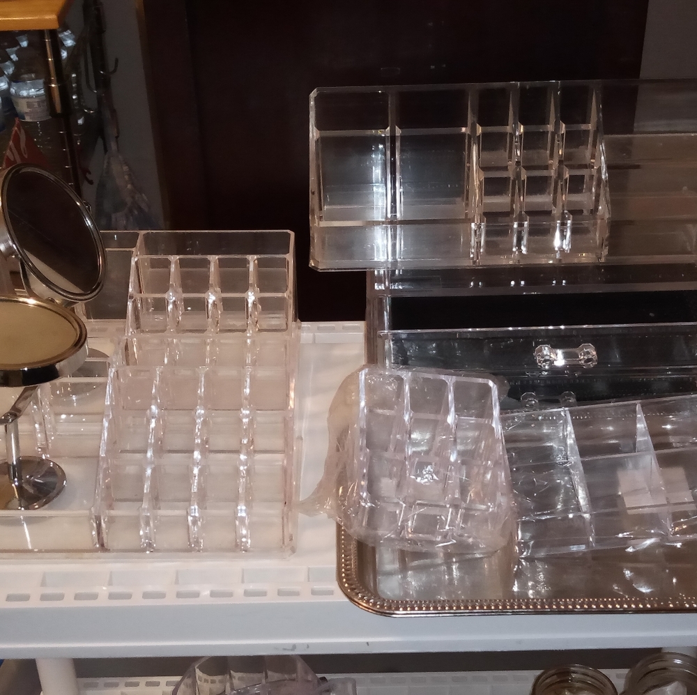 A bundle of makeup stands and storage!